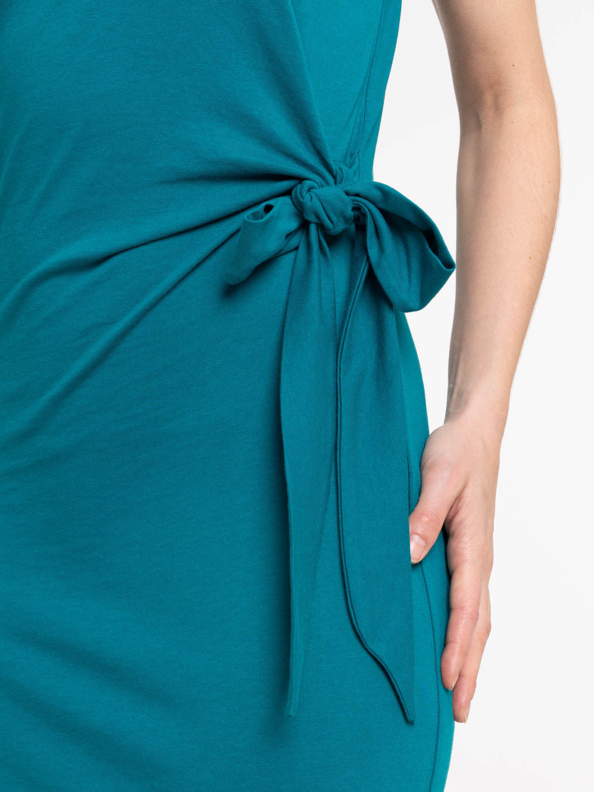 Robe nouée coloris émeraude femme