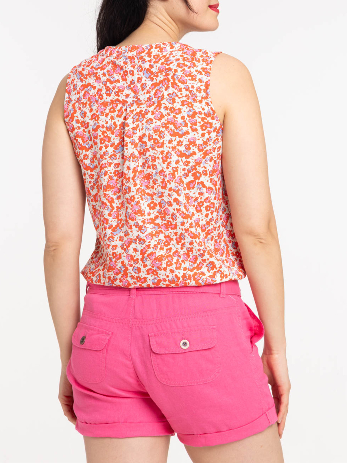 Blouse motif fleuri sans manches femme Blouse motif fleuri sans manches femme