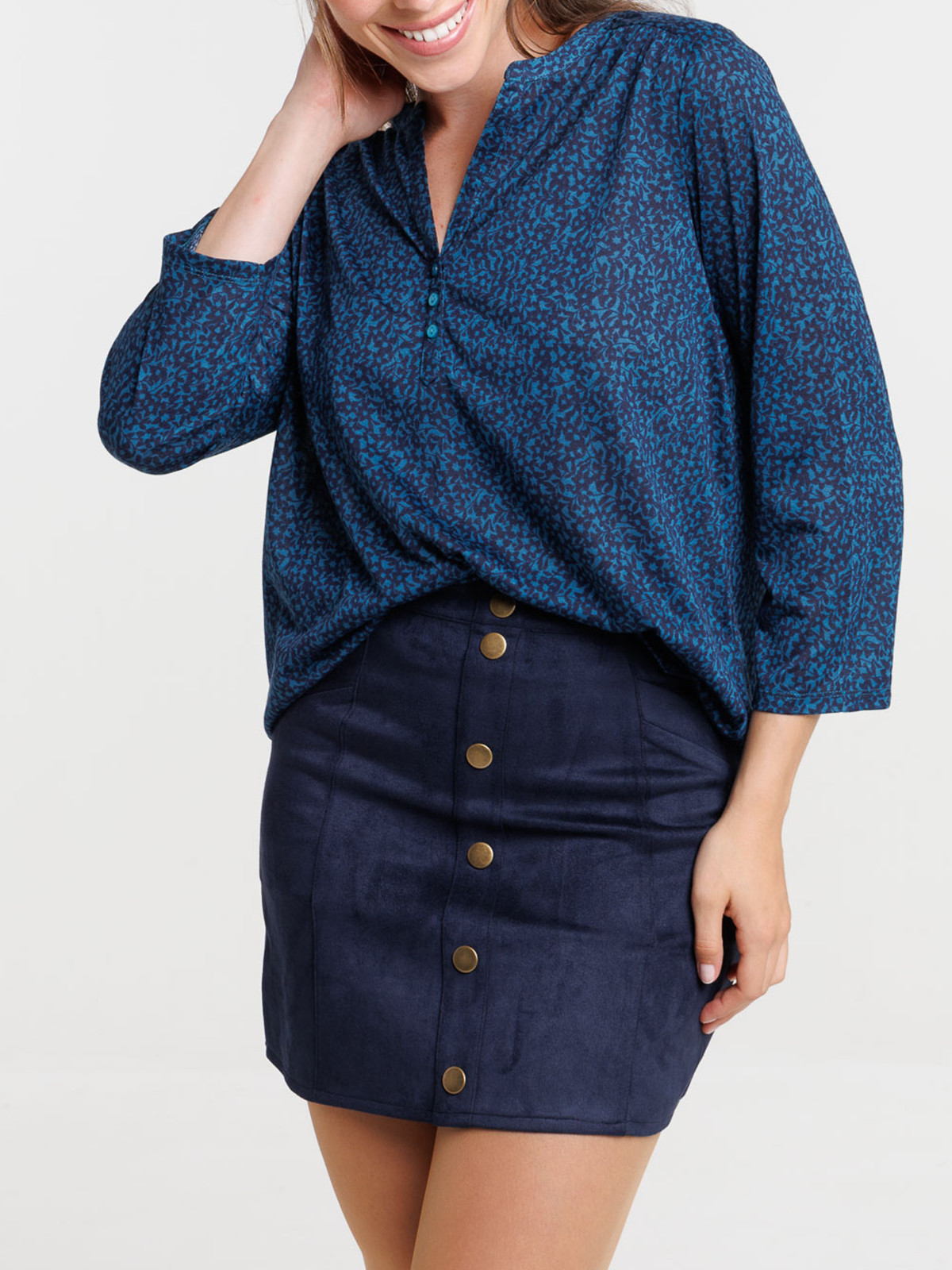 T-shirt manches 3/4 fleuri femme T-shirt manches 3/4 fleuri femme