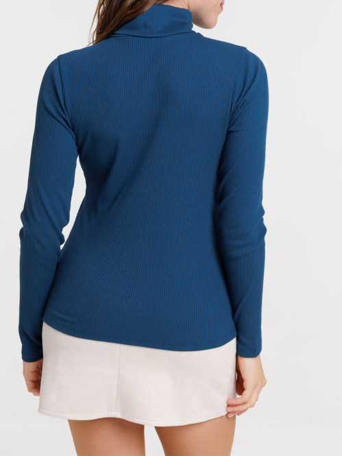 T-shirt col roulé pétrole...