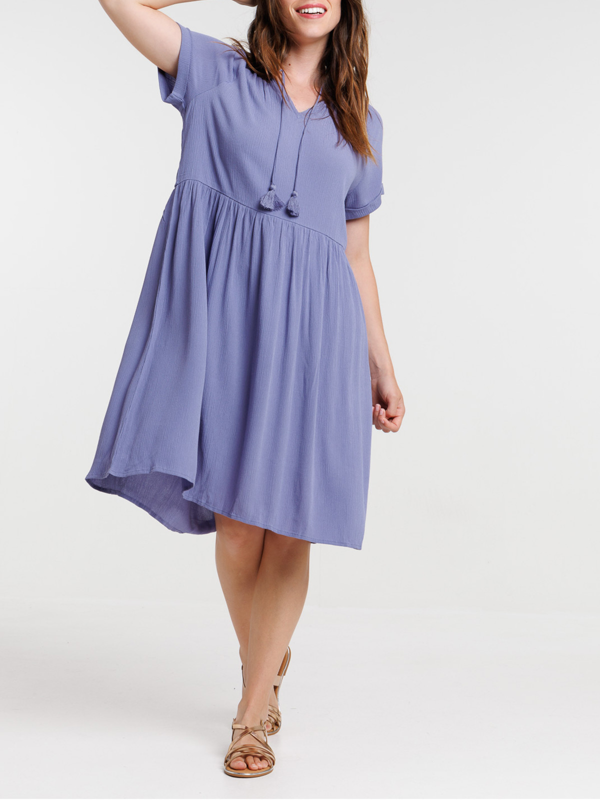 Robe sunset blue liens pompons femme