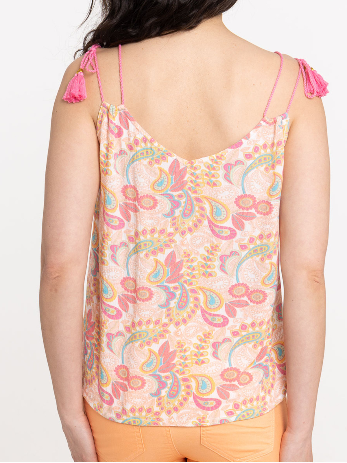 Top bretelle col V imprimé femme