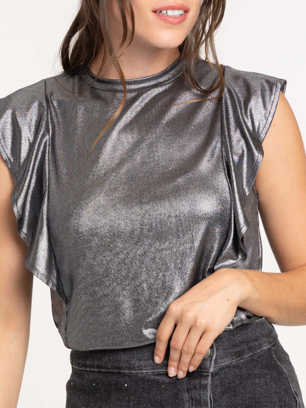 Tee-shirt brillant femme