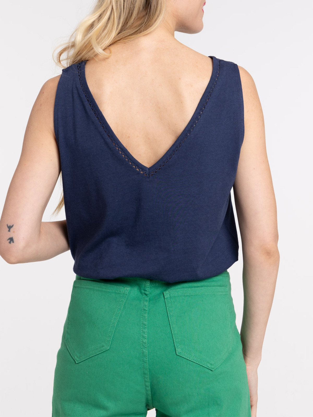 Débardeur col V naval blue femme Débardeur col V naval blue femme