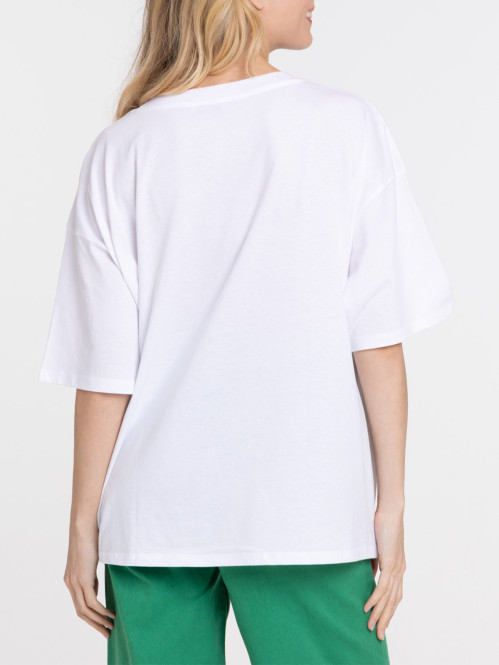 T-shirt happy blanc femme