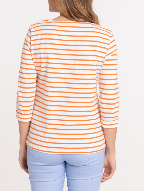 Tee-shirt boutons épaules rayé femme