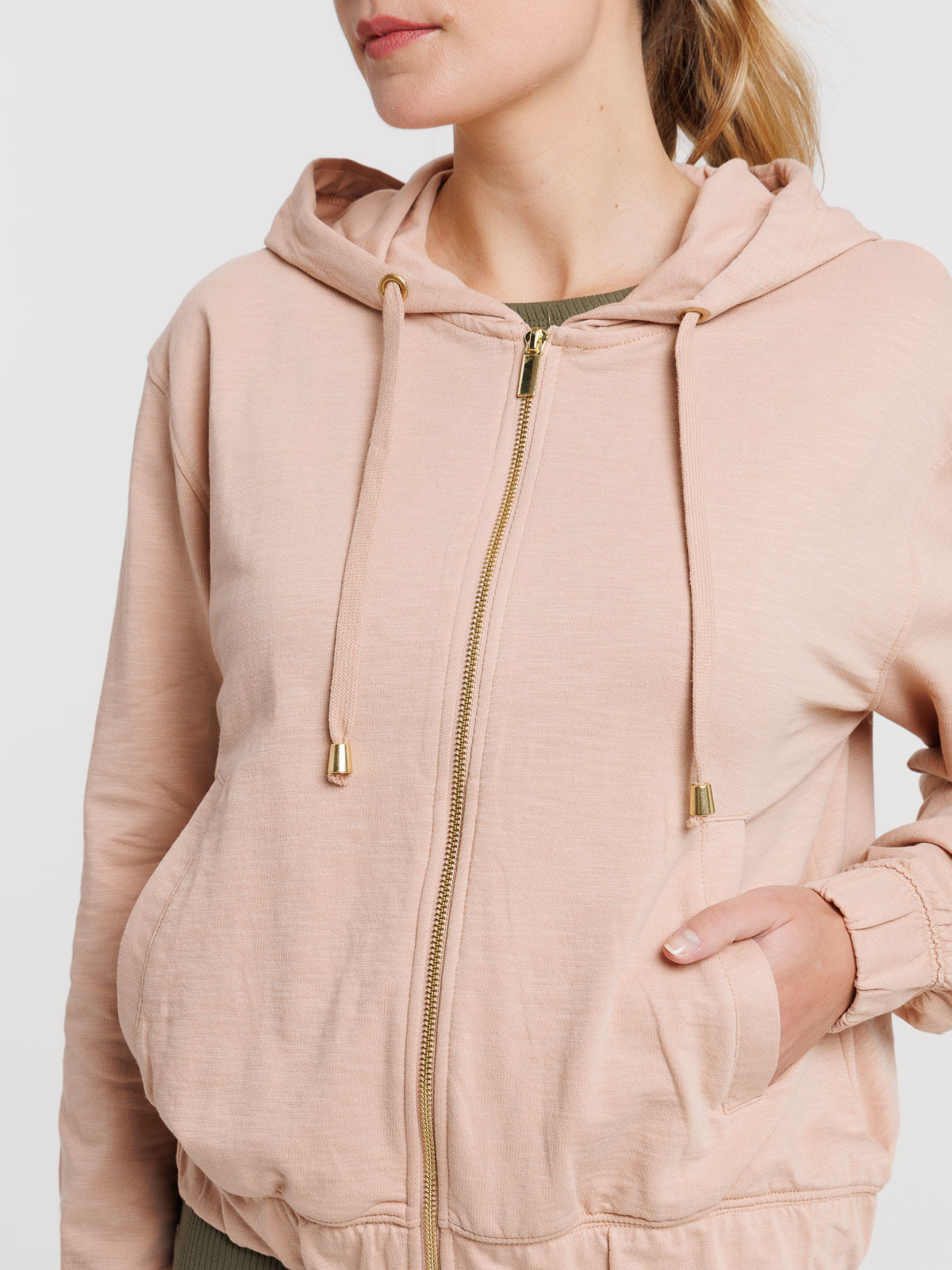 Sweat à capuche rose fané femme