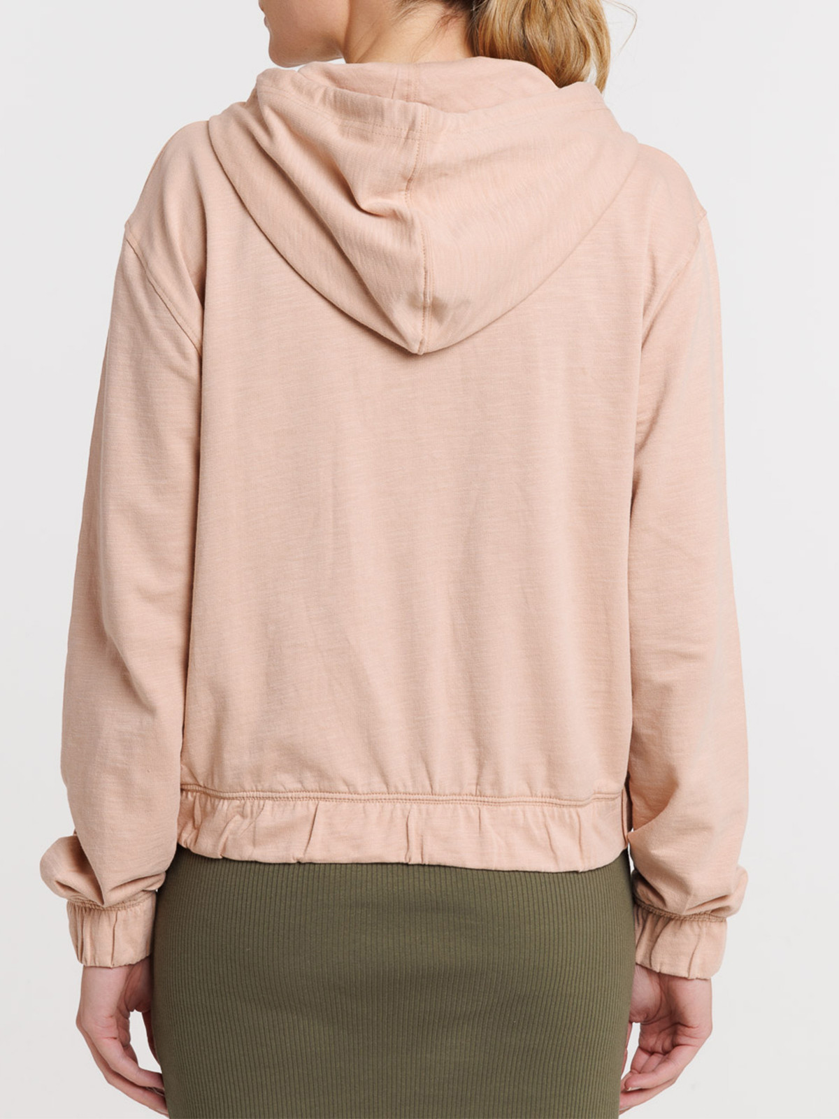 Sweat à capuche rose fané femme