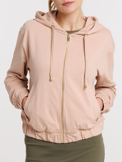 Sweat à capuche rose fané...