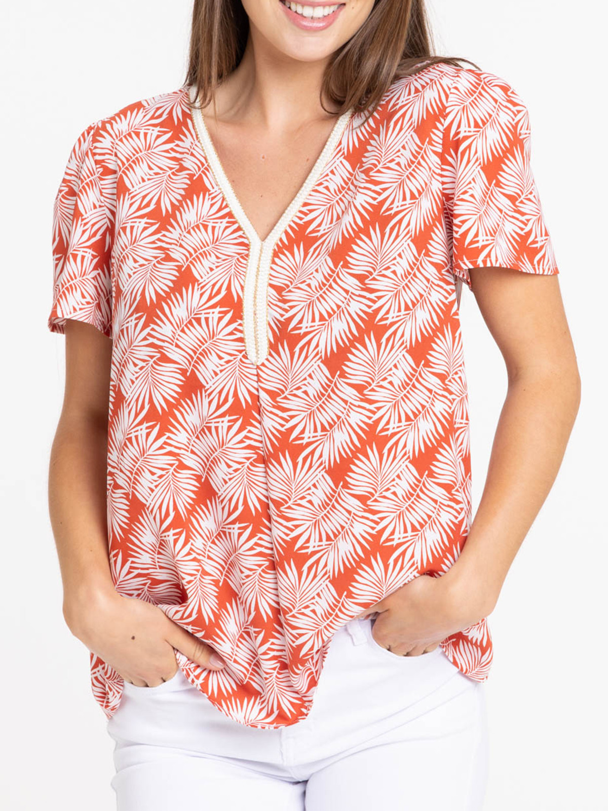 Blouse manches courtes imprimées femme Blouse manches courtes imprimées femme