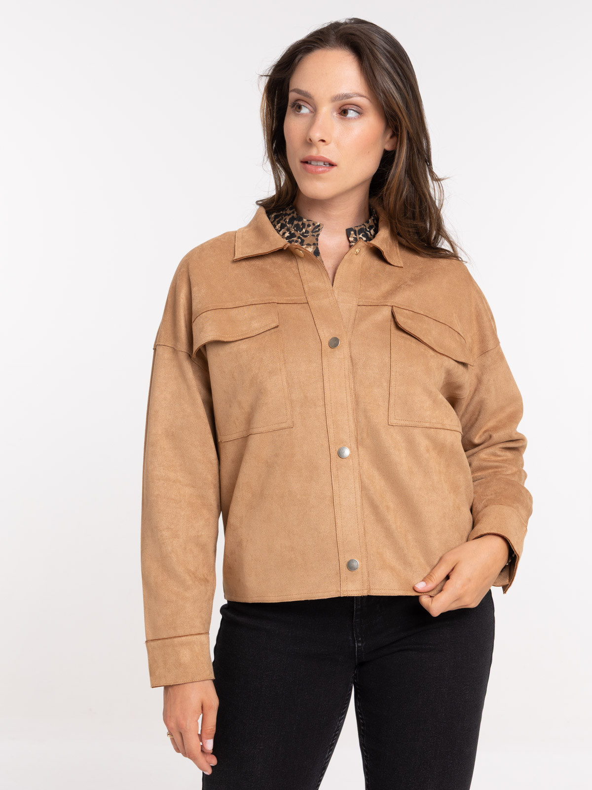 Surchemise courte suédine femme
