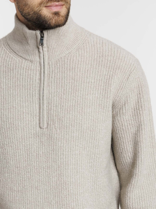 Pull zippé col montant homme