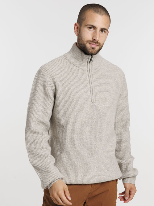 Pull zippé col montant homme