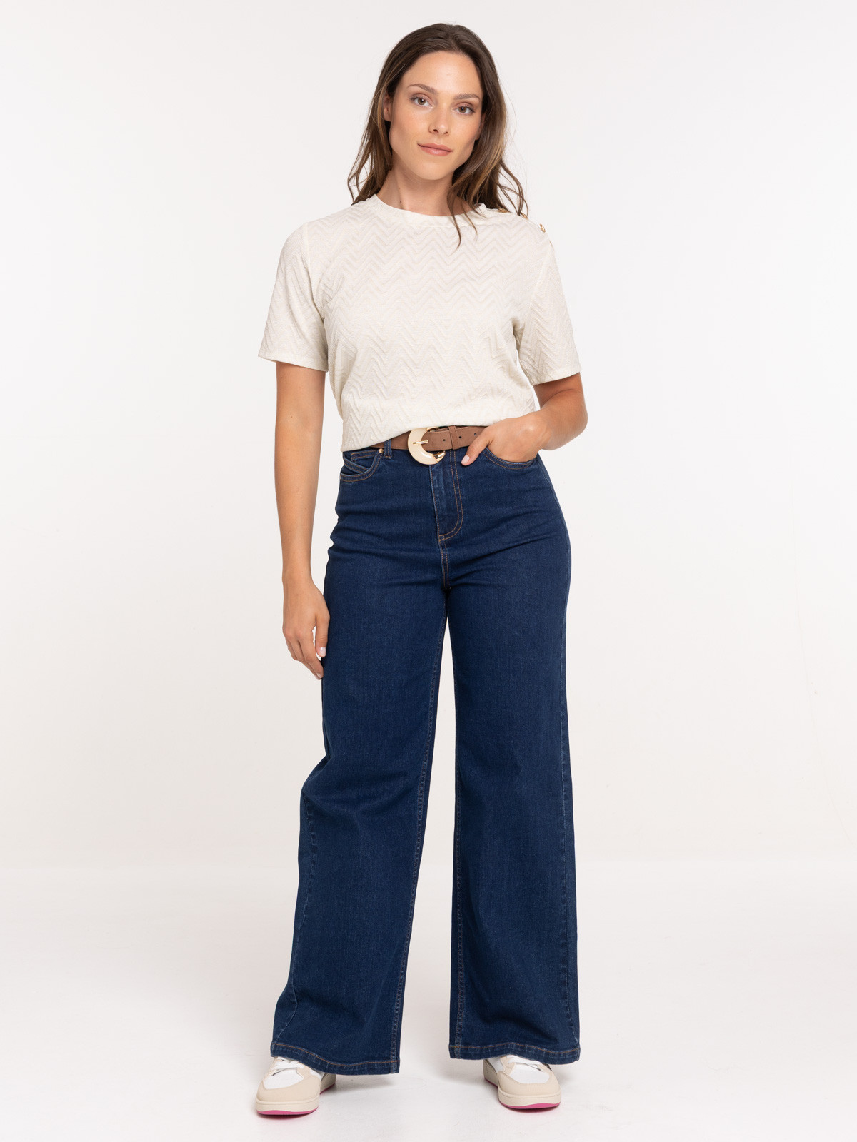 Jean wide leg brut femme