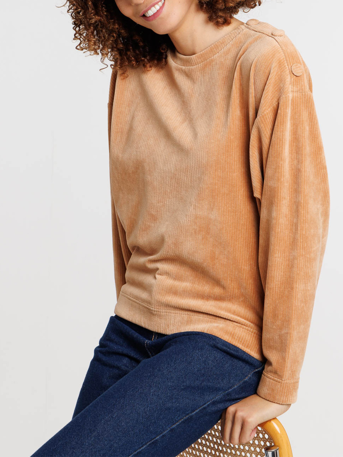 Sweat camel velours femme