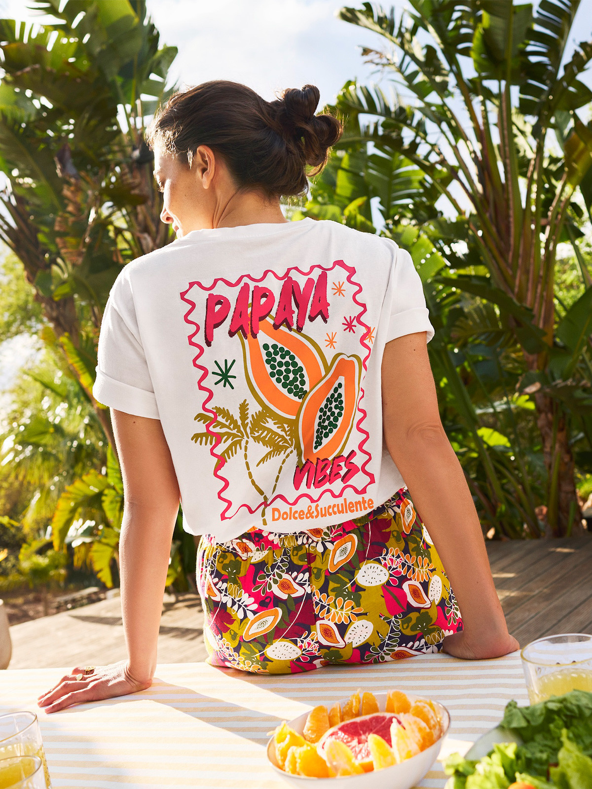 T-shirt motif papaya femme