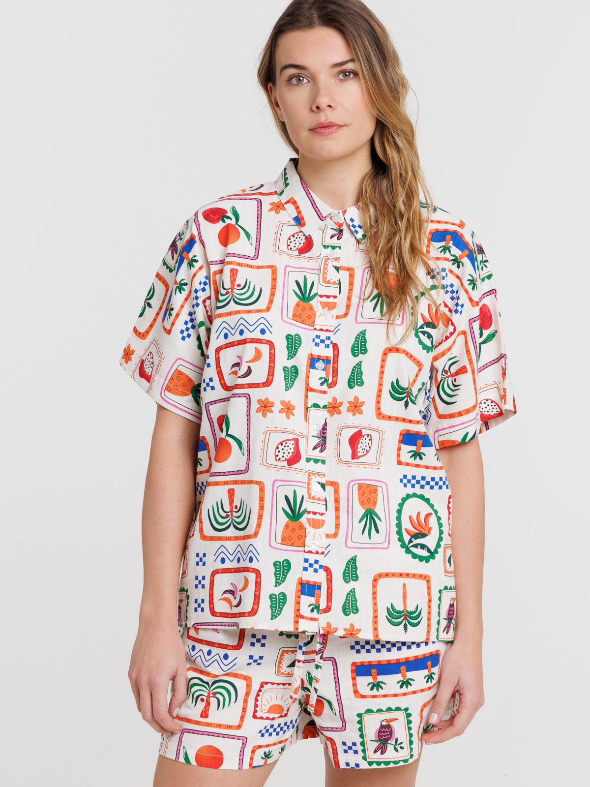 Chemise imprimé timbre all over femme