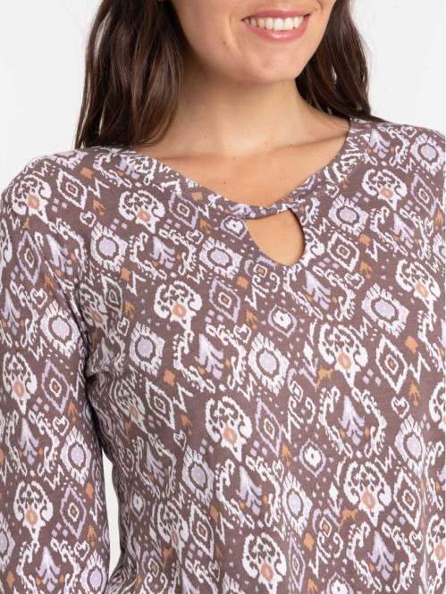 T-shirt imprimé ethnique femme