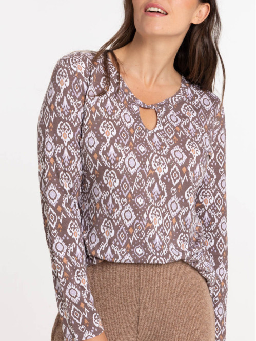 T-shirt imprimé ethnique femme