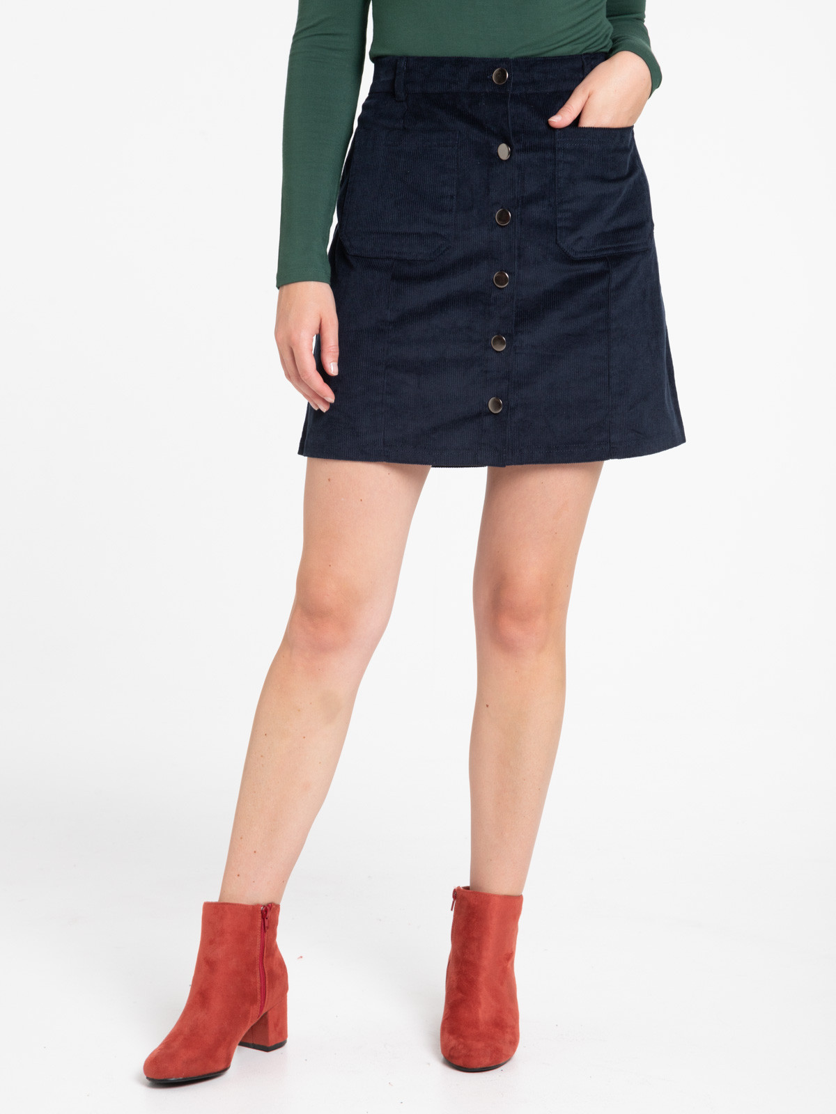 Jupe velours marine femme