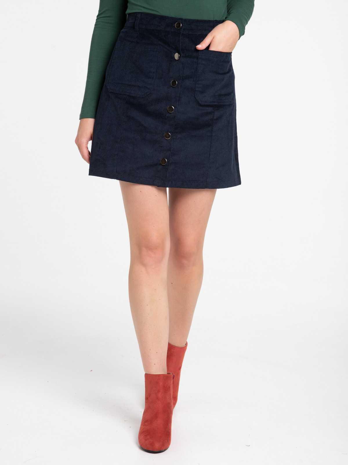 Jupe velours marine femme