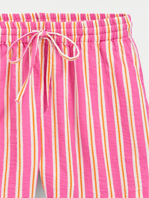 Short à rayures rose femme