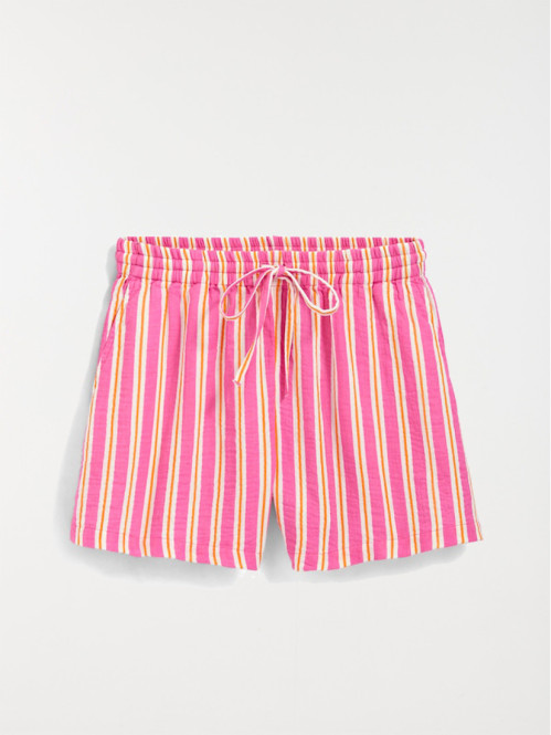 Short à rayures rose femme