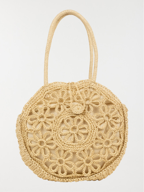 Sac à main rond tressé femme