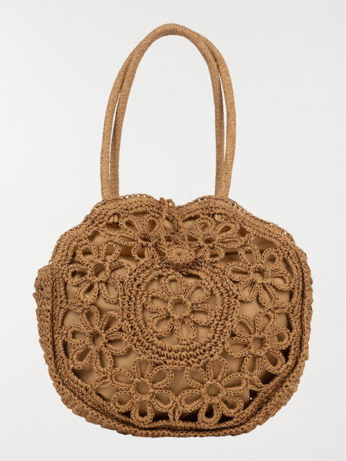 Sac à main rond tressé femme