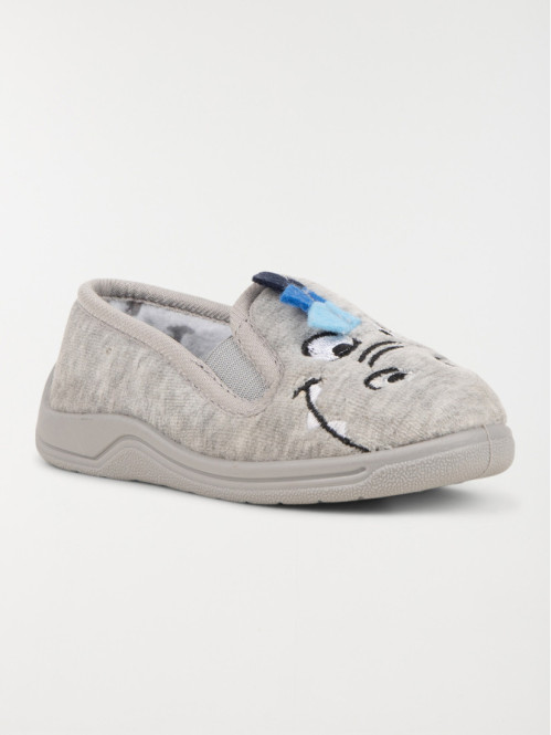 Chaussons gris dinosaure...