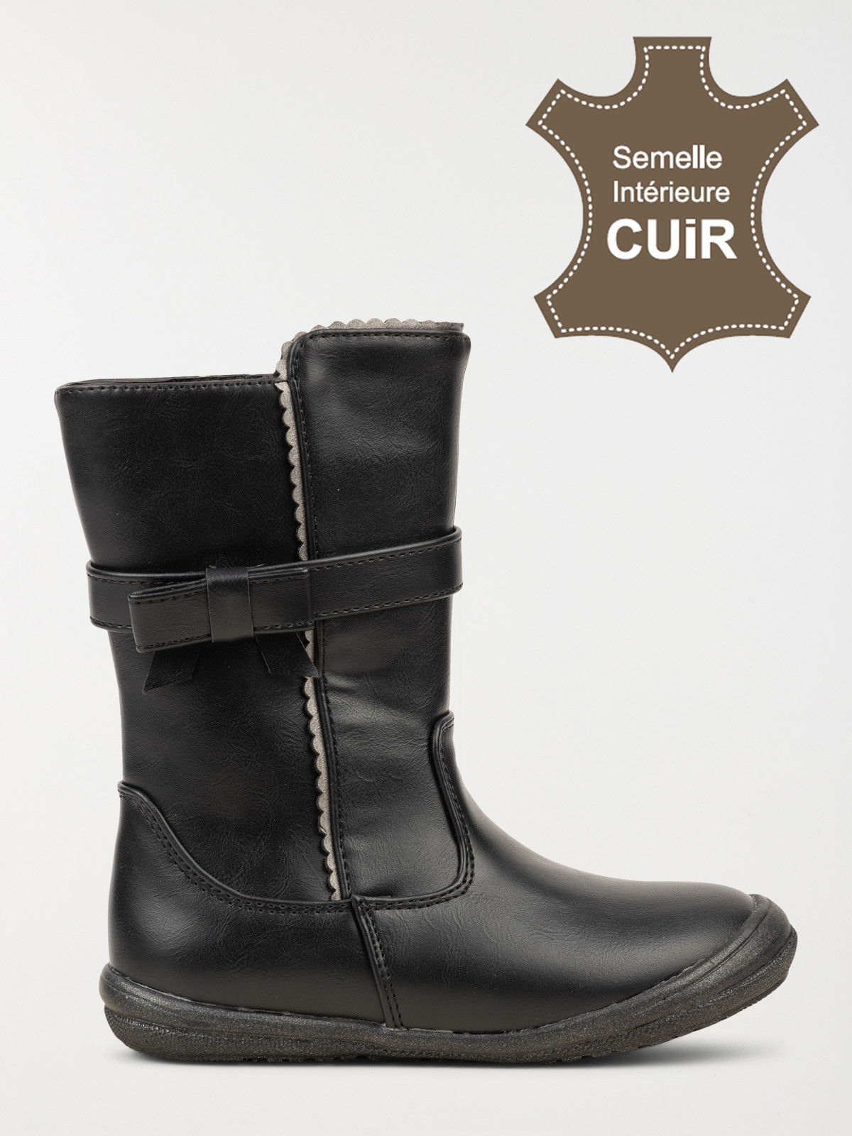 Bottes noires bride noeud fille (31-35) Bottes noires bride noeud fille (31-35)