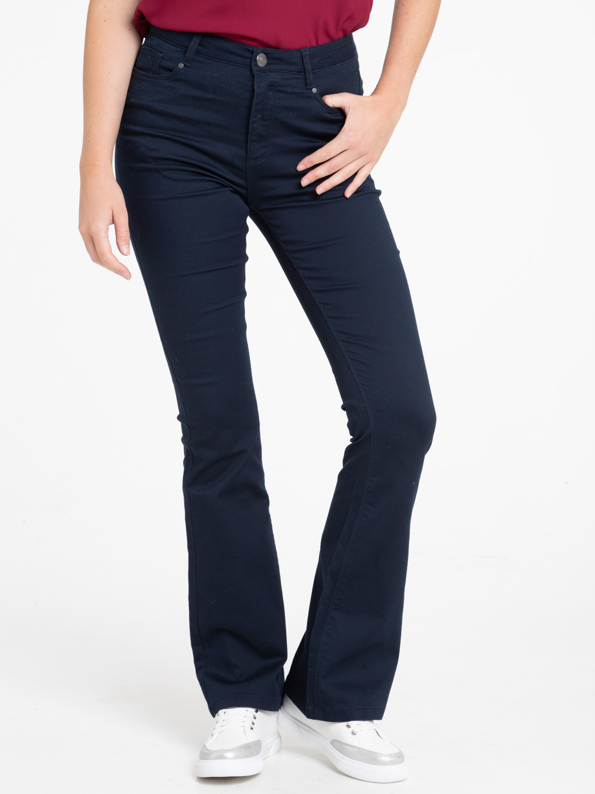 Pantalon flare marine navy femme