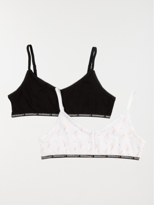 Lot de 2 brassières flamant rose fille Lot de 2 brassières flamant rose fille