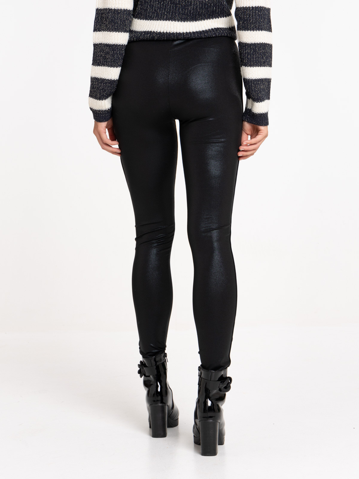 Legging noir effet brillant femme