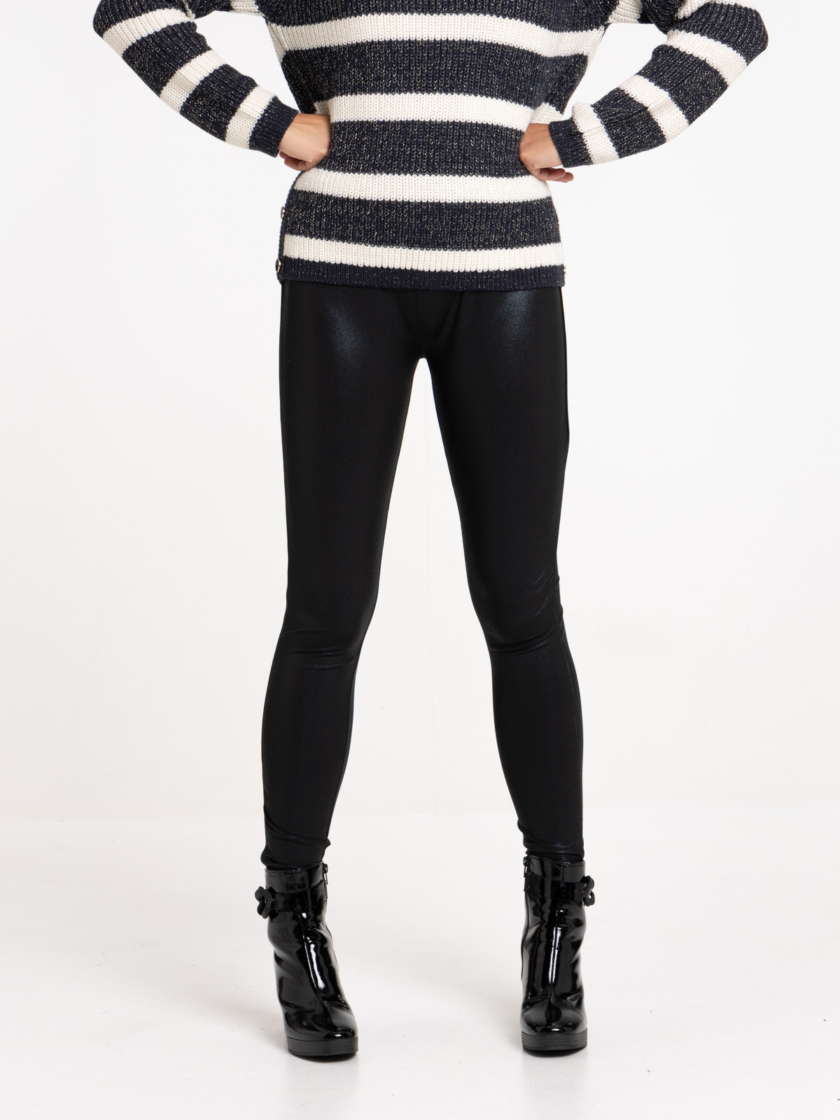 Legging noir effet brillant femme