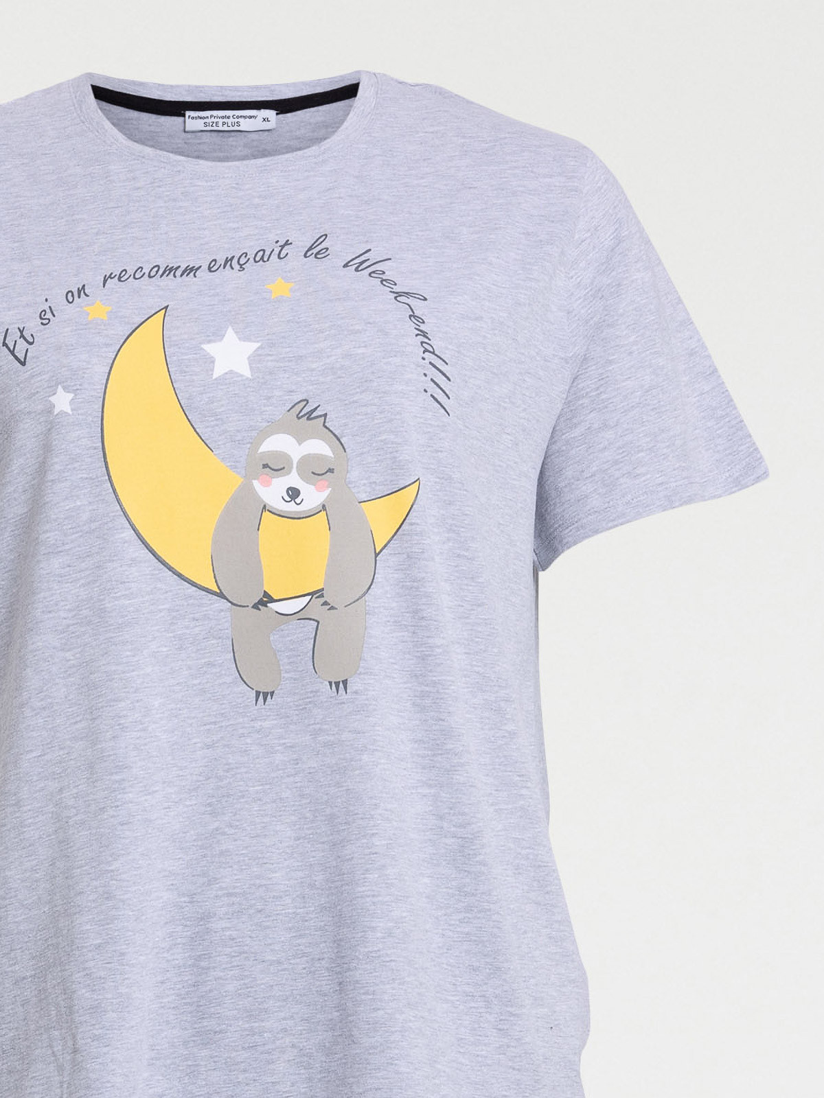 Pyjama gris chiné grande taille femme