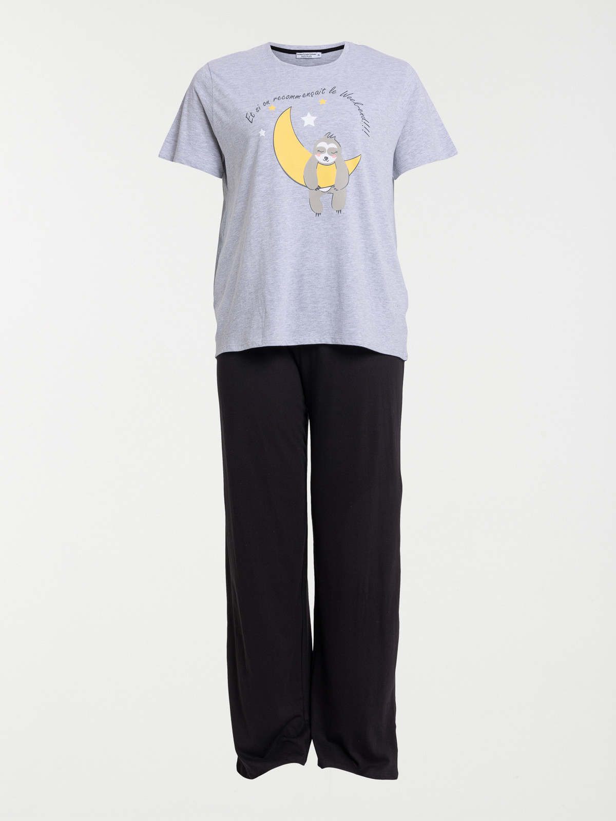 Pyjama gris chiné grande taille femme