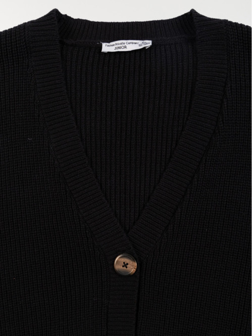Gilet boutonné noir fille...
