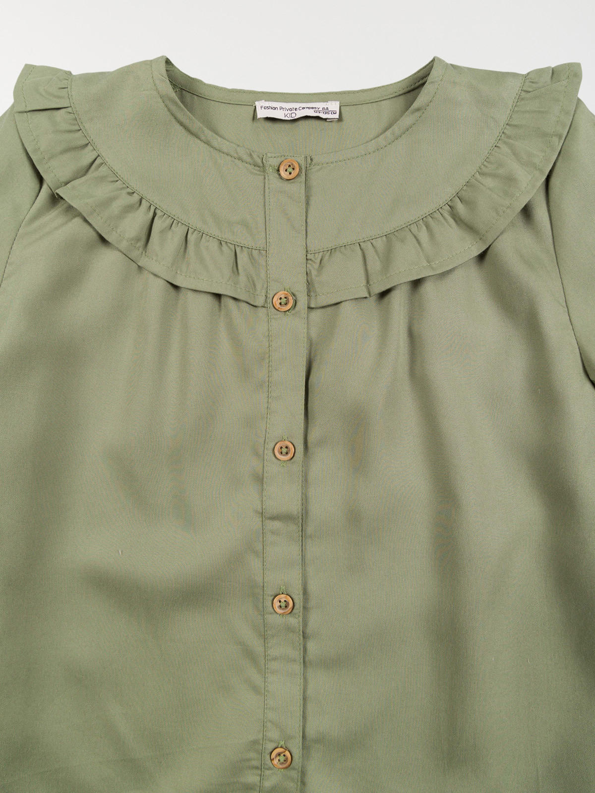 Blouse unie vert camou fille (3-12A)