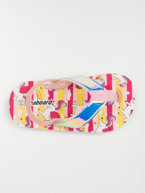 Tongs roses motif licorne...
