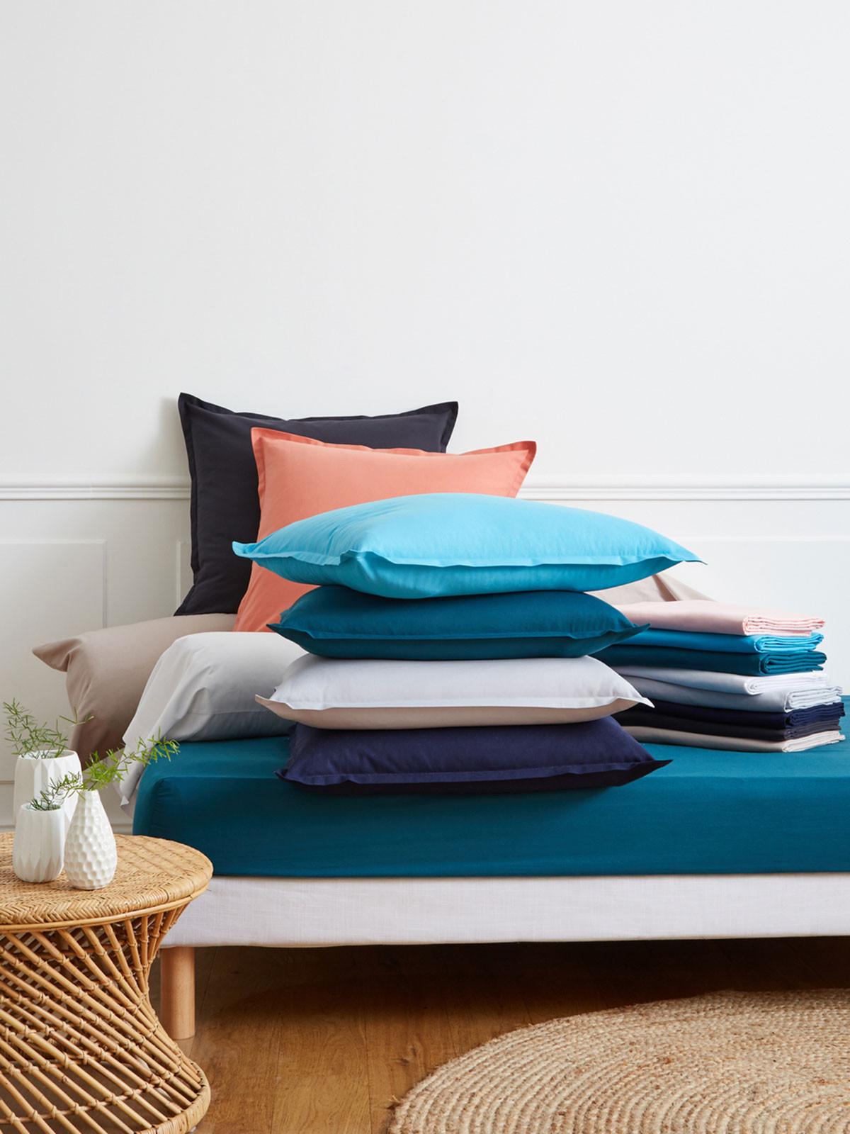 Drap housse uni 140x190cm en 100% coton Drap housse uni 140x190cm en 100% coton