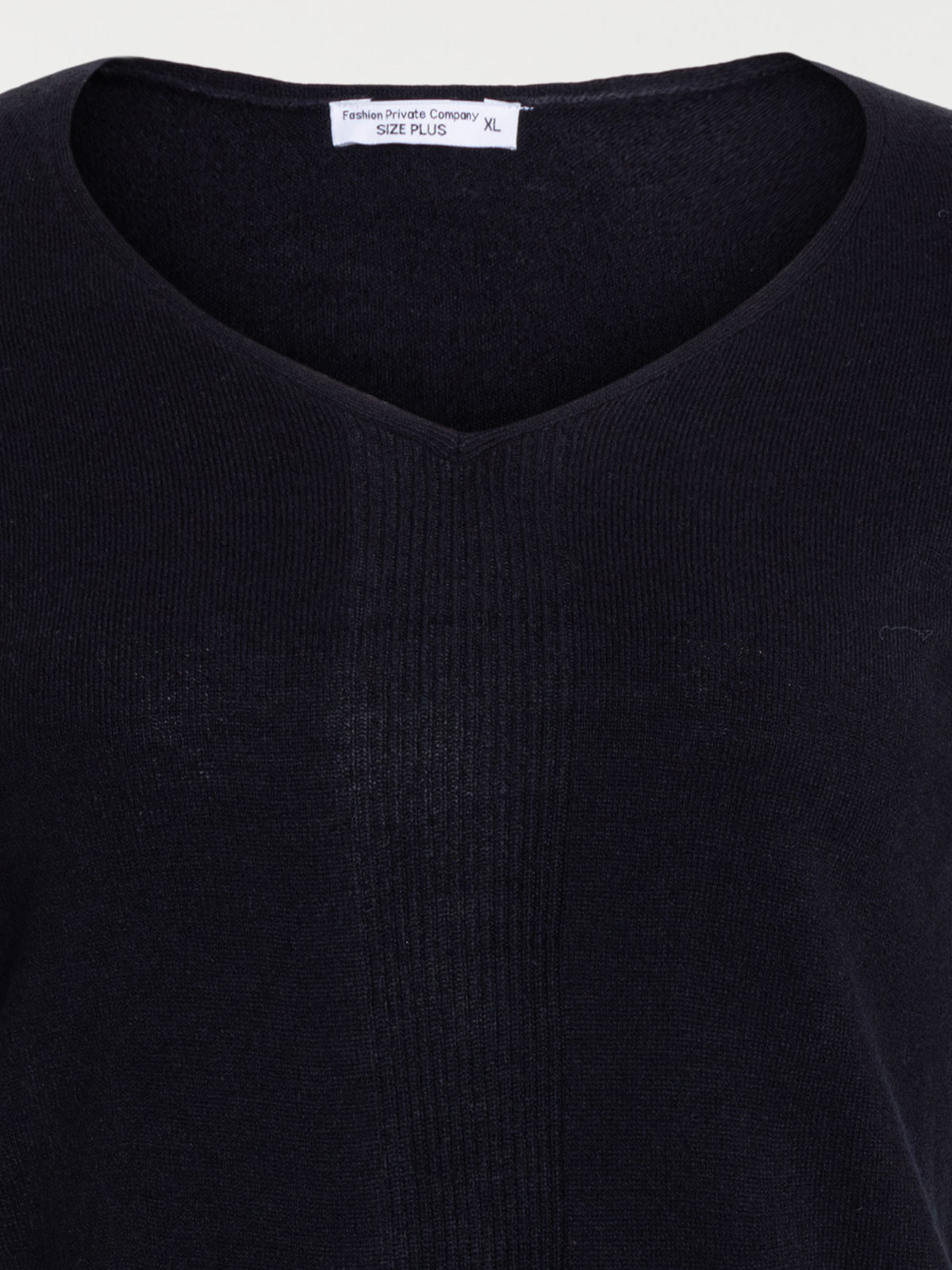 Pull col V noir grande taille femme