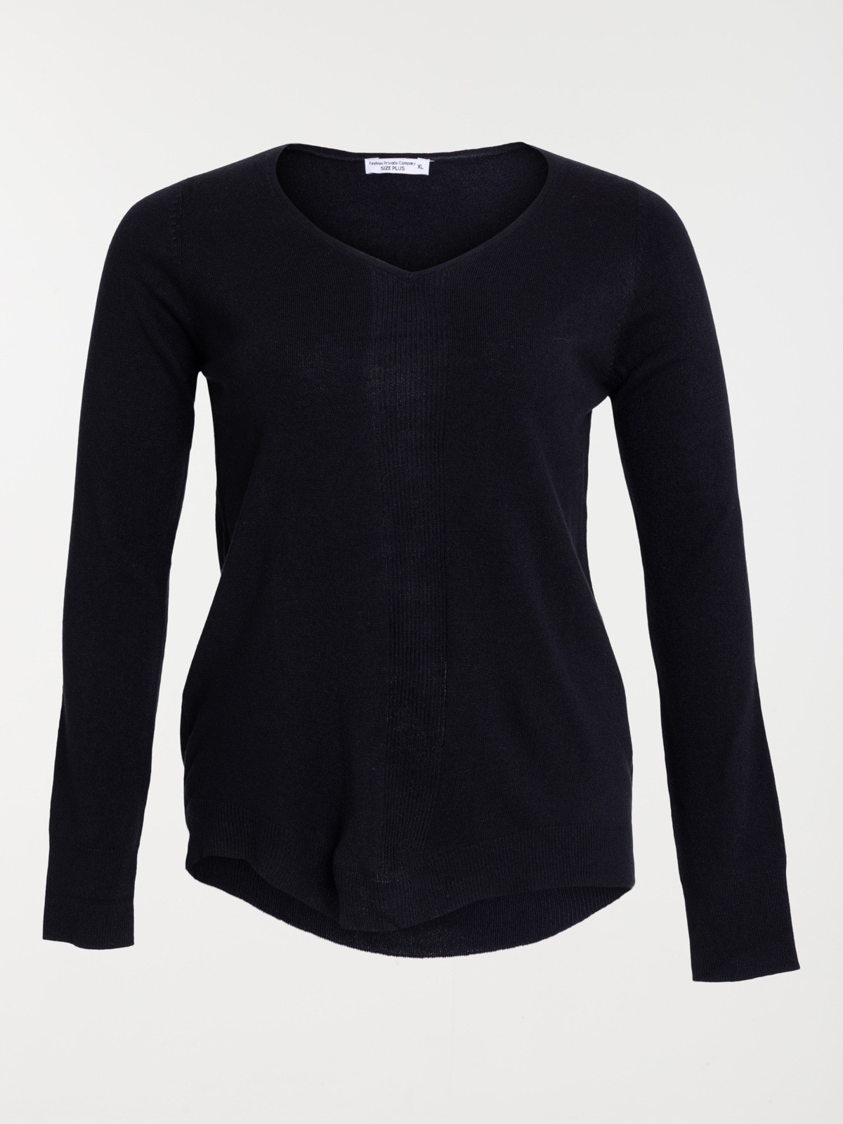 Pull col V noir grande taille femme