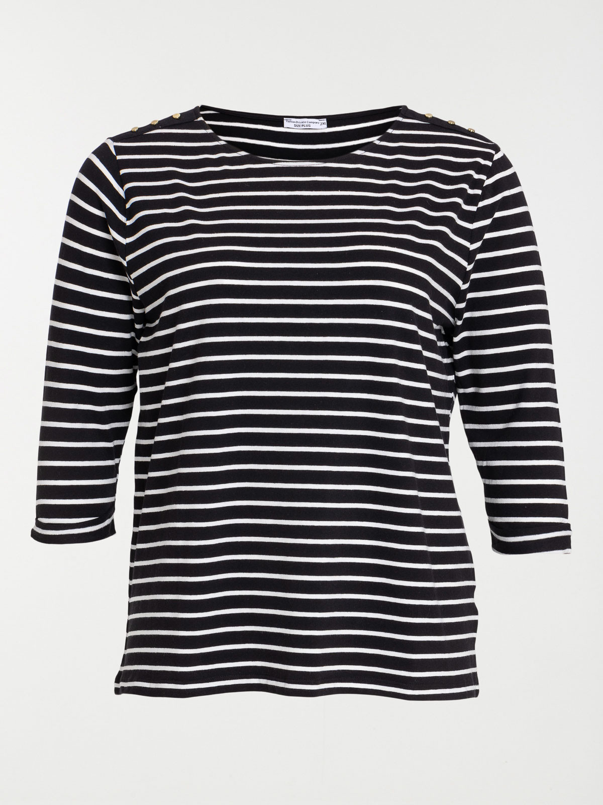 T-shirt rayé grande taille noir femme