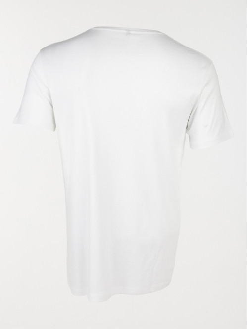 T-shirt blanc col V homme