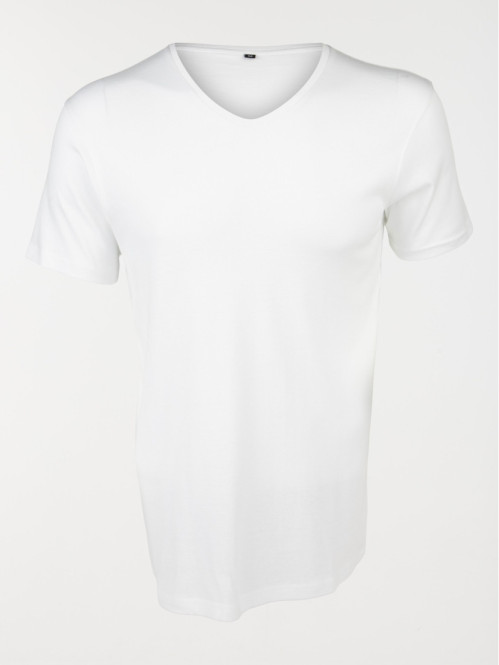 T-shirt blanc col V homme