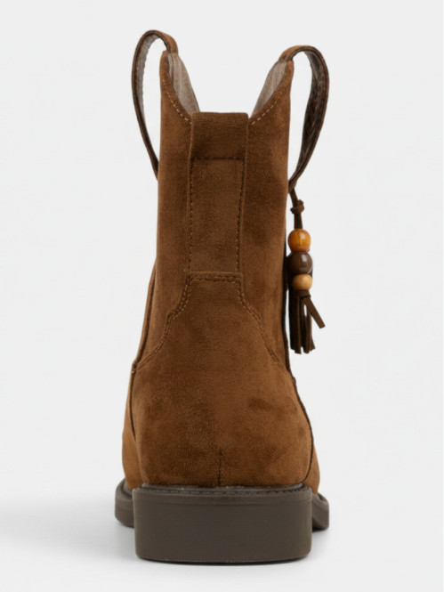 Bottines plates camel femme...