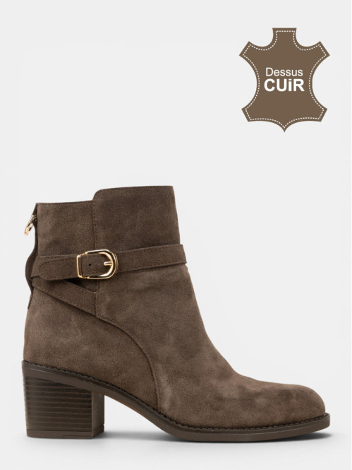 Bottines zippées marrons...