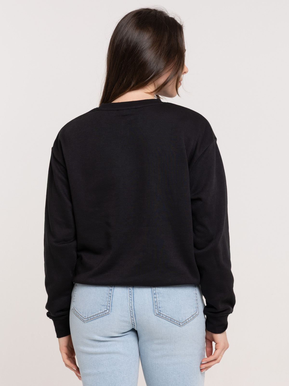 Sweat uni col rond noir femme Sweat uni col rond noir femme