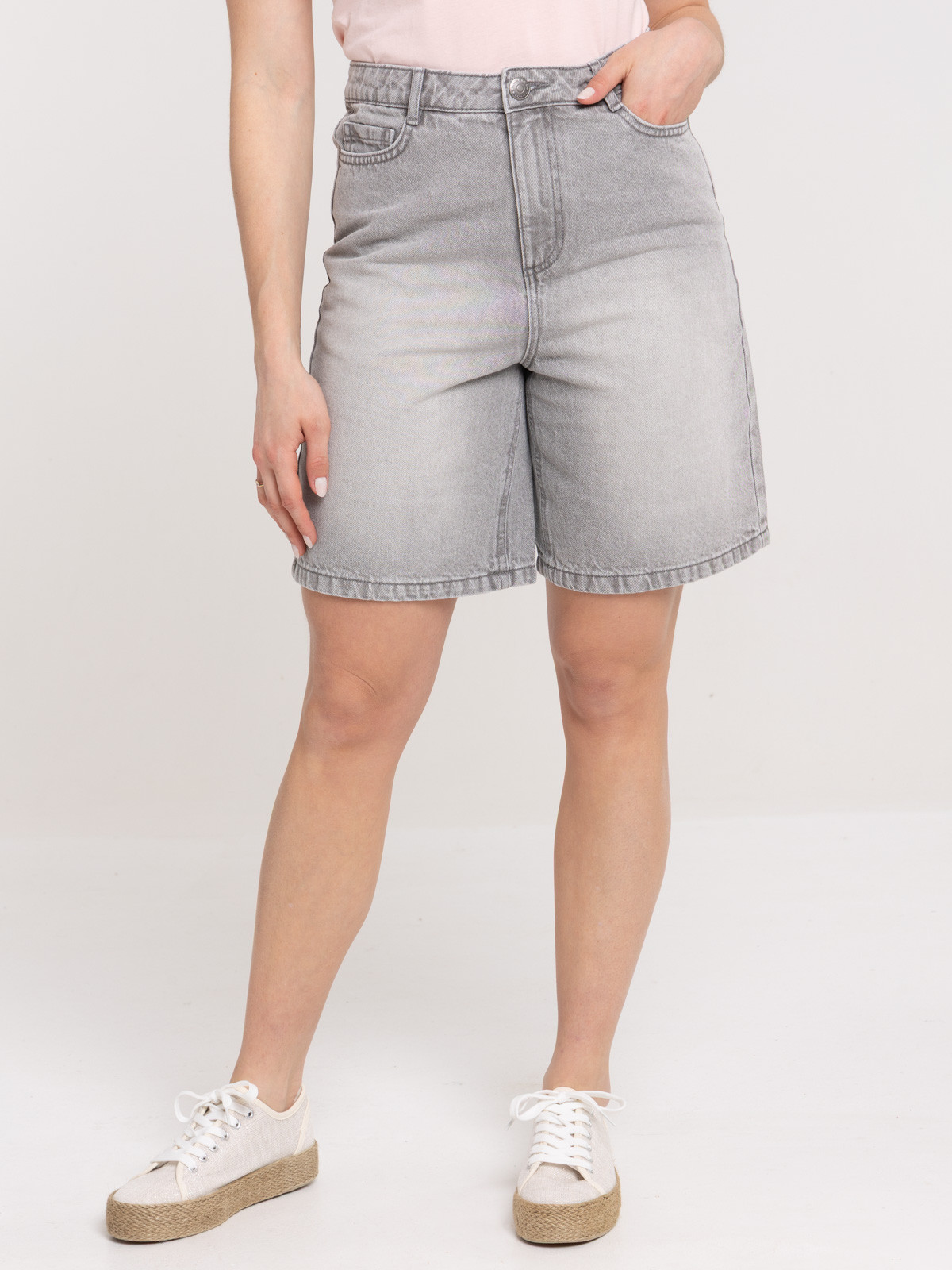 Bermuda jean gris femme
